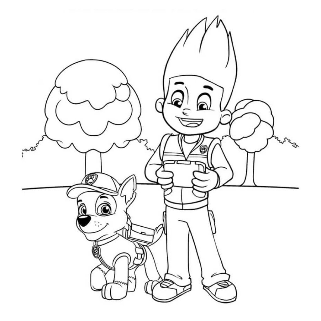 Desenho de Patrulha Canina Chase E Ryder para colorir e imprimir grátis