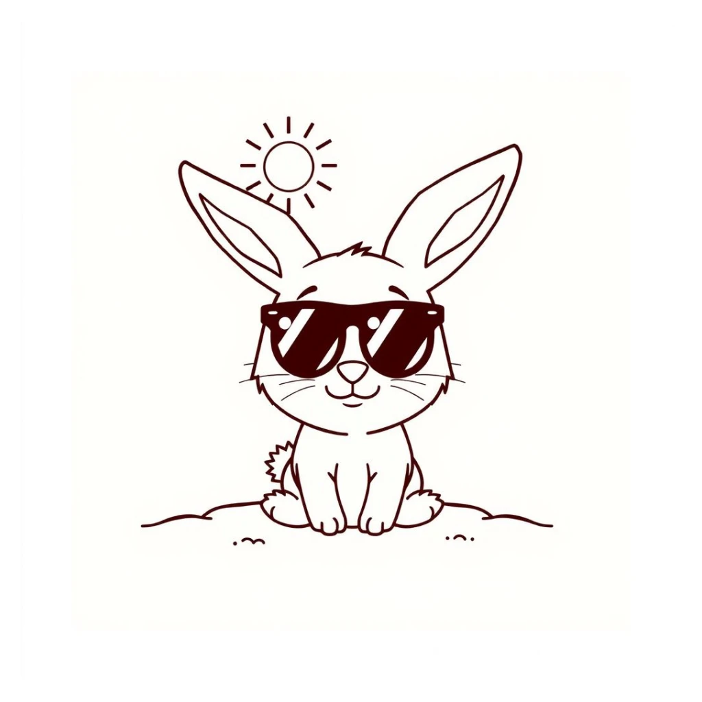 Stylish Bunny With Sunglasses coloring page to print for free