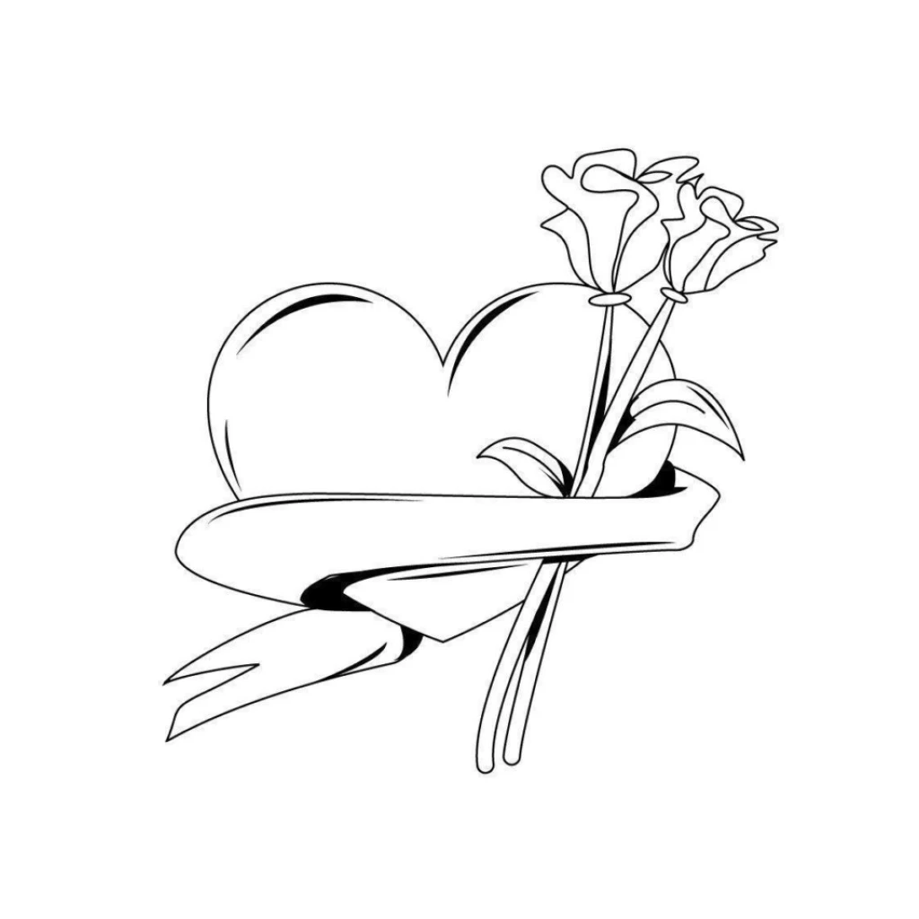 Desenho de Coração Com Flores Para O Dia Dos Namorados para colorir e imprimir grátis