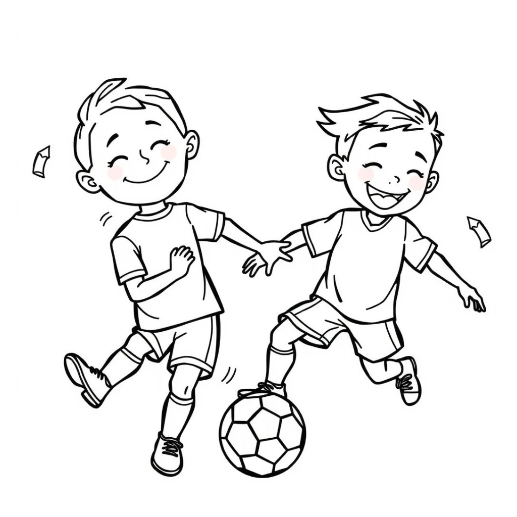 Kids Playing Soccer coloring page to print for free