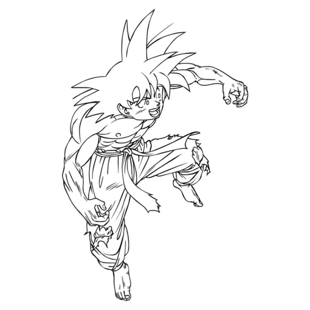 Goku In Action coloring page to print for free