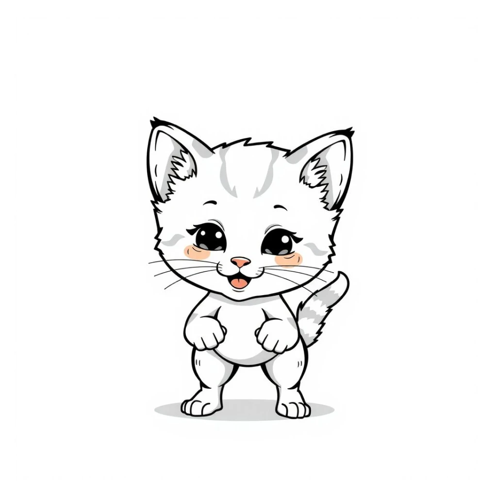 Cute Cat coloring page to print for free