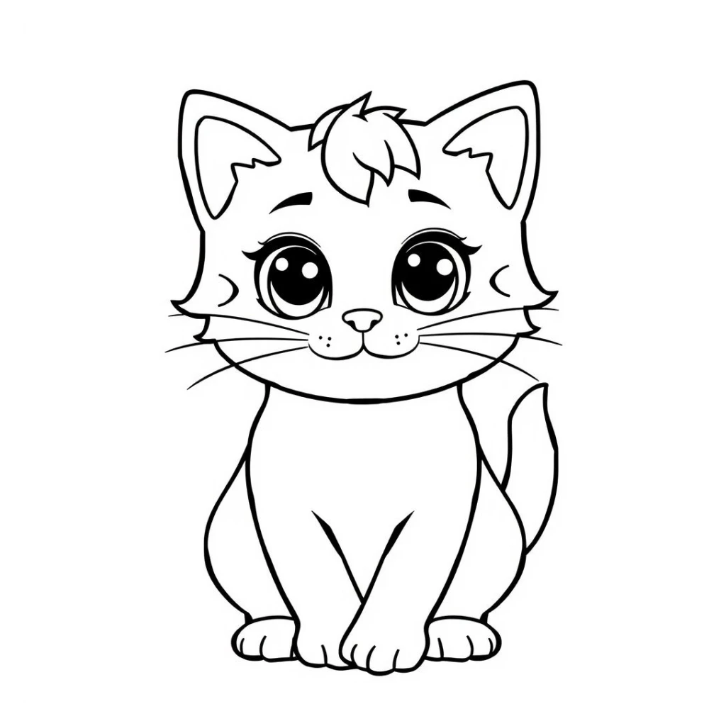 Cute Cat coloring page to print for free