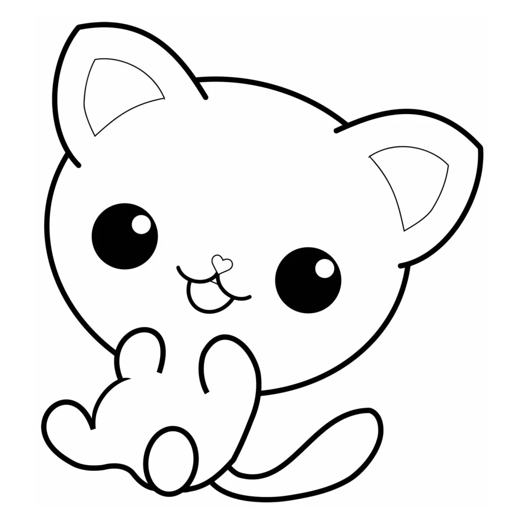 Desenho de Gato Fofo Kawaii para colorir e imprimir grátis