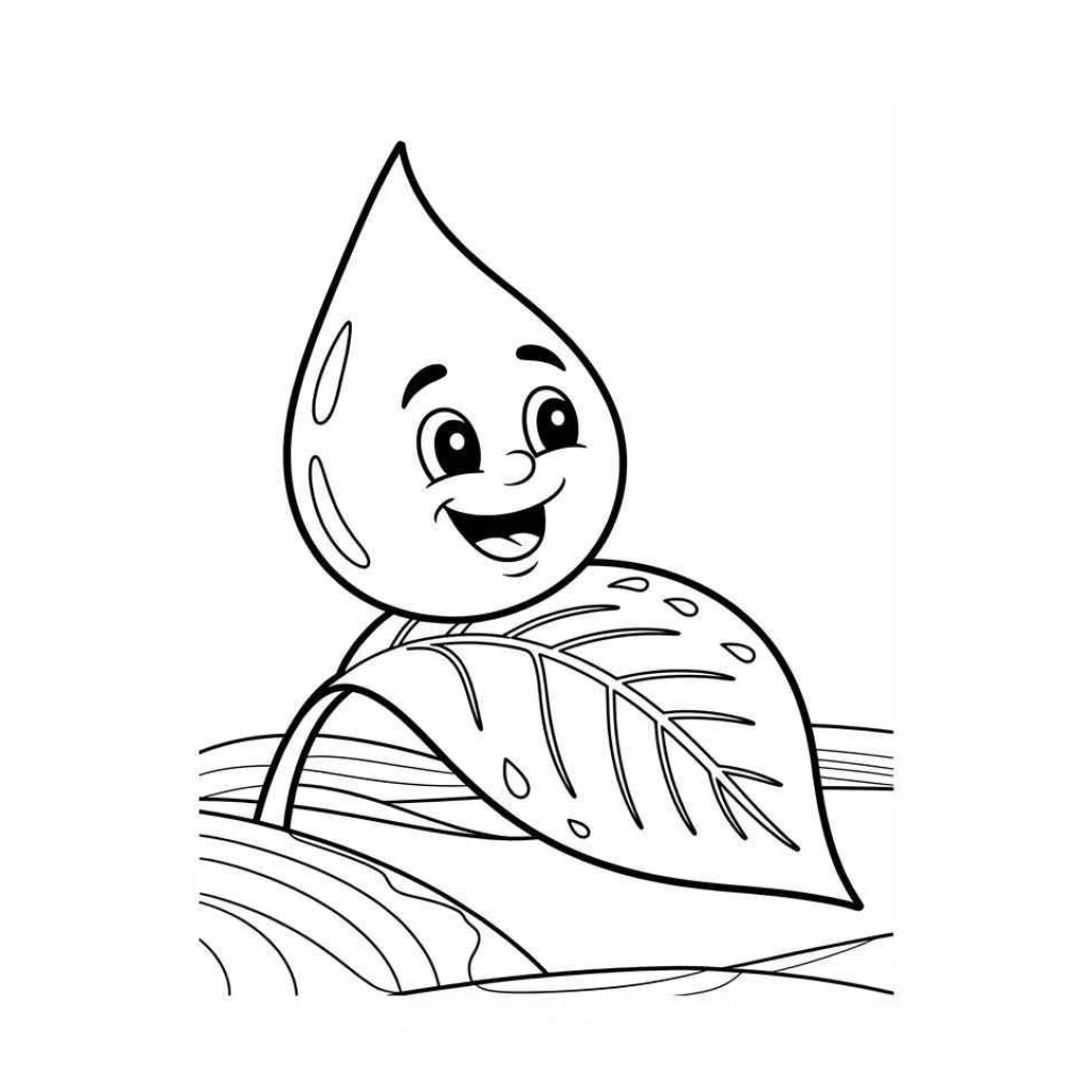 Desenho de Gota De Água Feliz para colorir e imprimir grátis