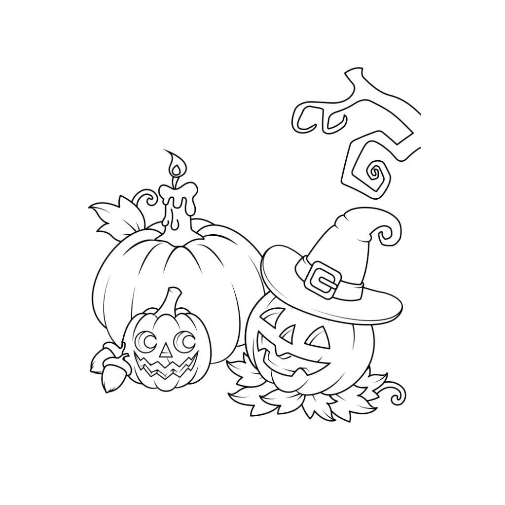 Dibujo de Halloween Con Calabazas para colorear e imprimir gratis
