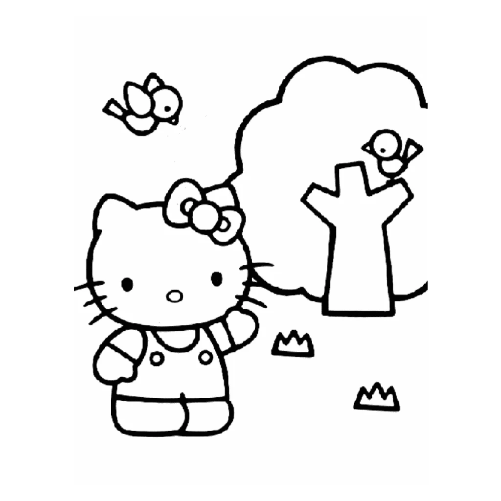 Desenho de Hello Kitty No Parque para colorir e imprimir grátis