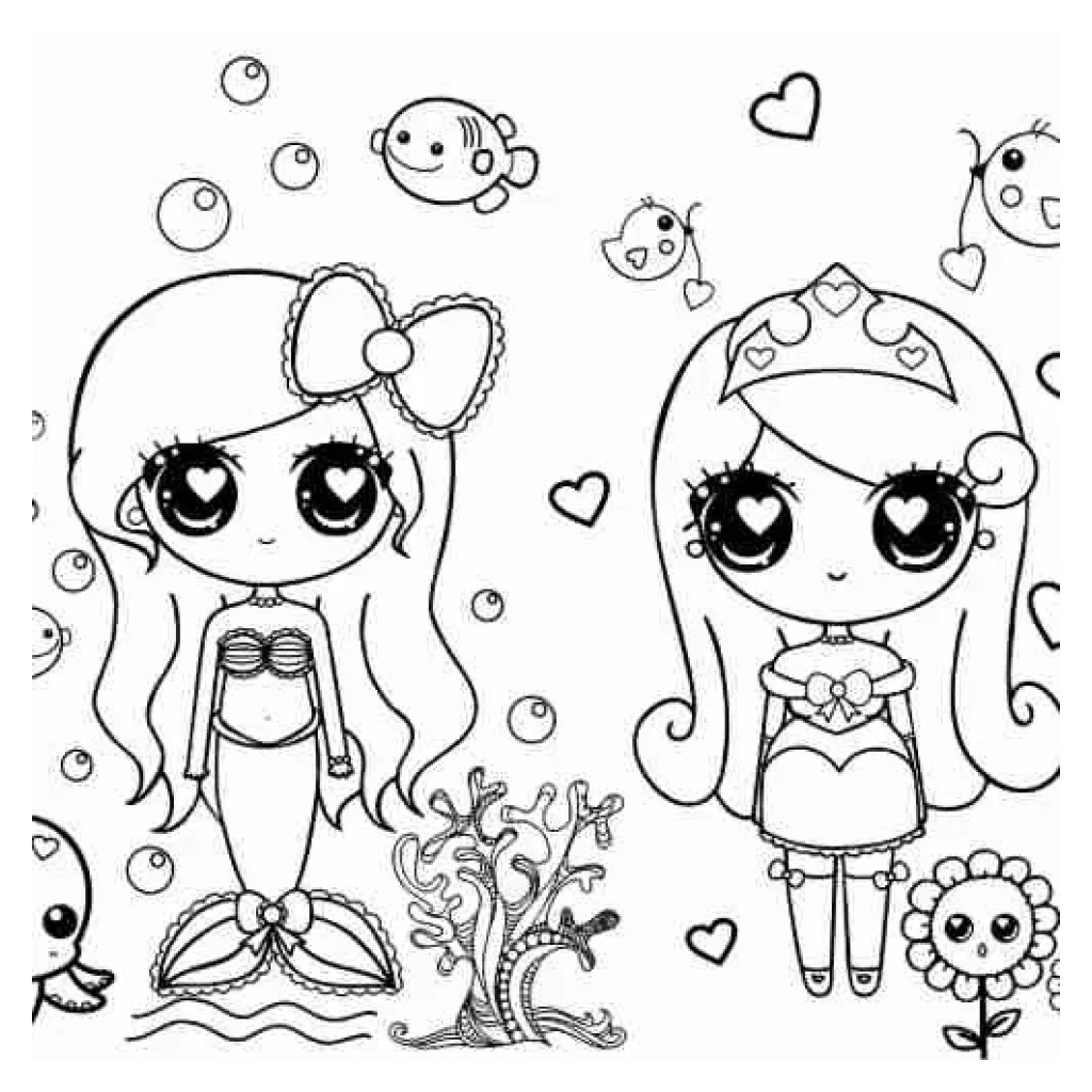 Desenho de Sereias E Peixes para colorir e imprimir grátis