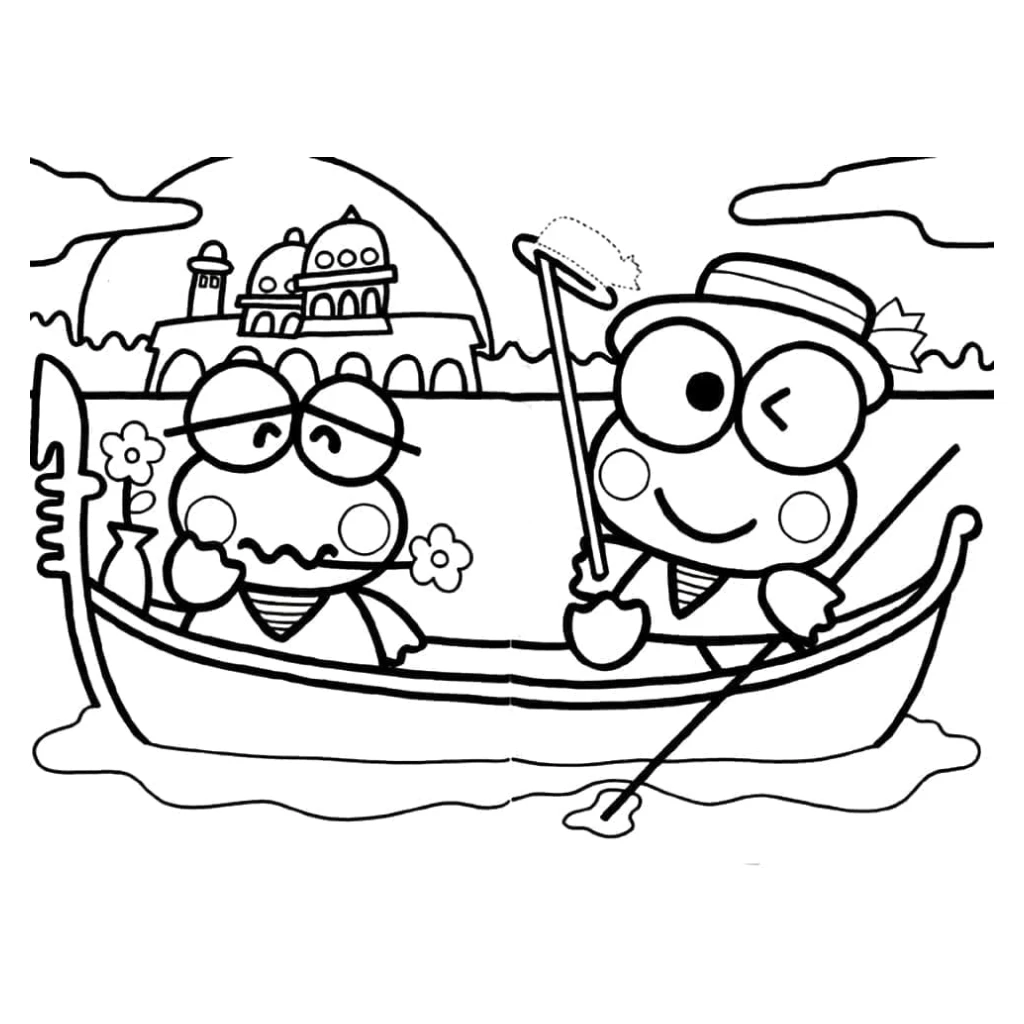 Keroppi In A Boat coloring page to print for free