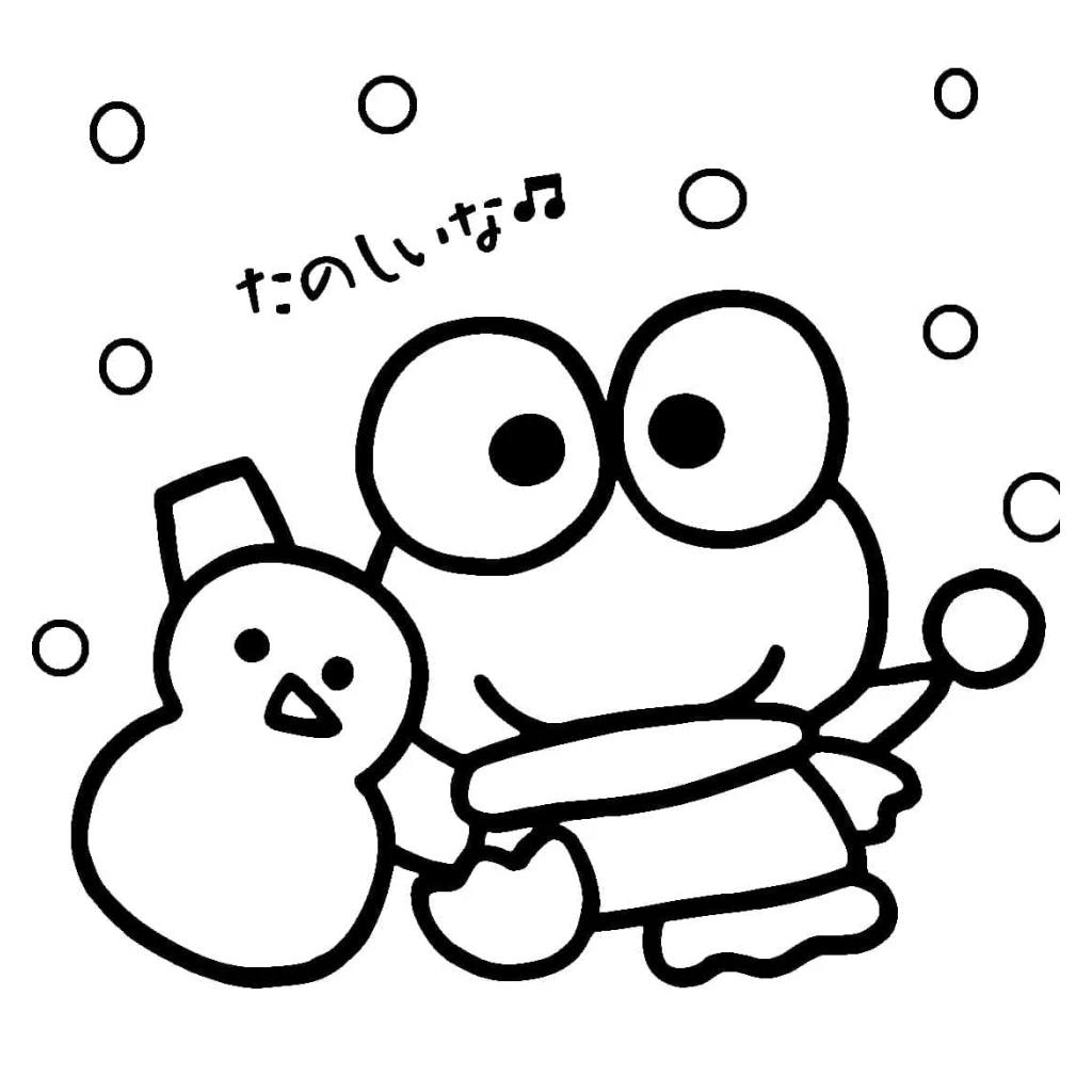 Keroppi Winter coloring page to print for free