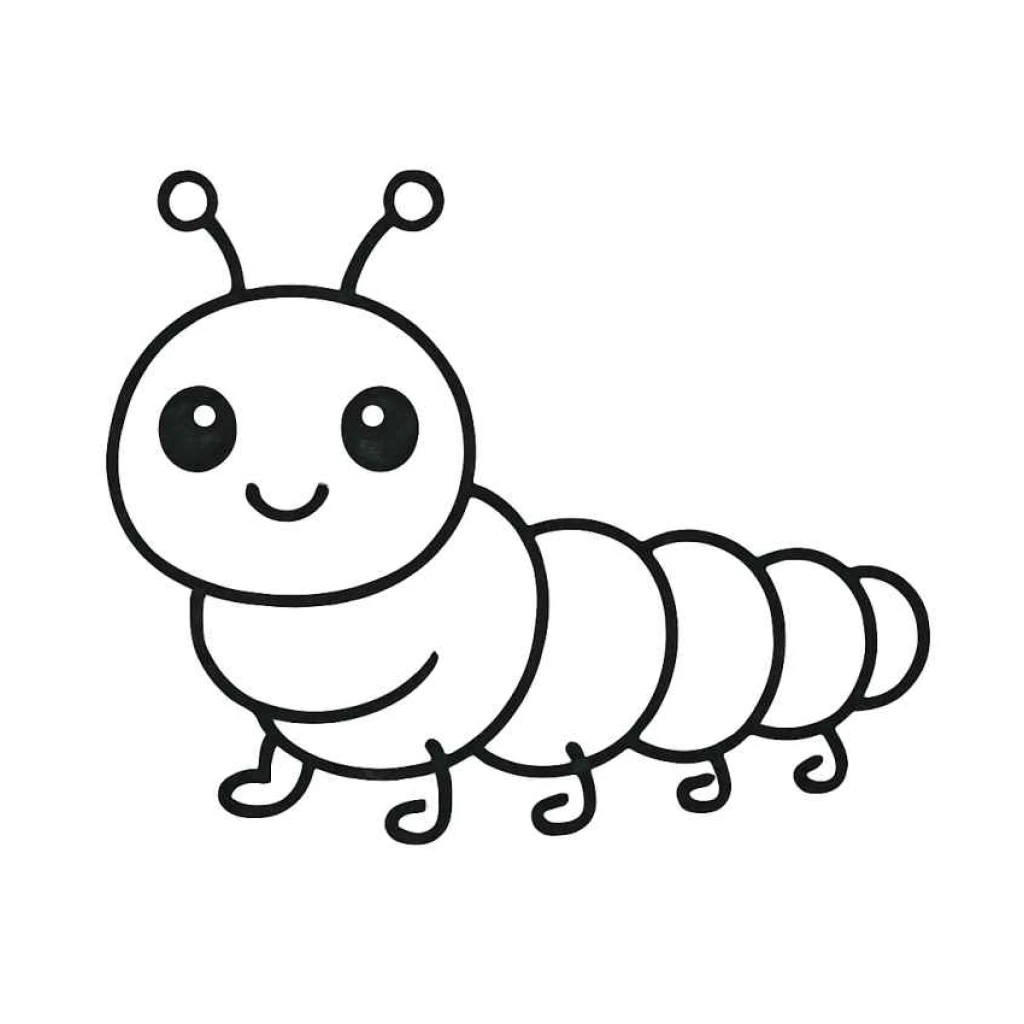 Happy Caterpillar coloring page to print for free