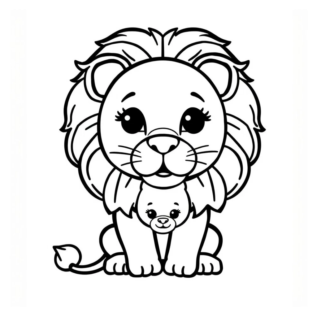 Desenho de Leão E Filhote para colorir e imprimir grátis