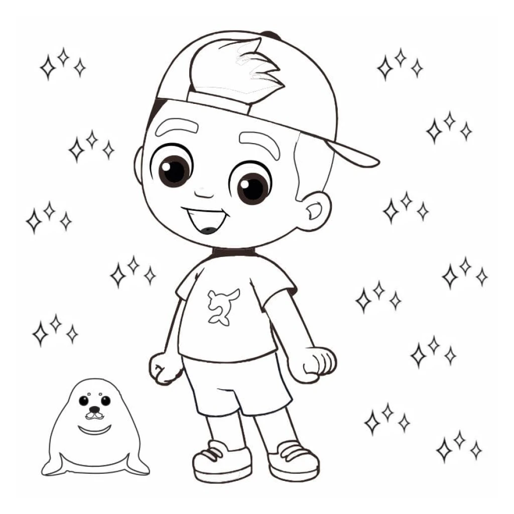 Desenho de Luccas Neto e Foca para colorir e imprimir grátis