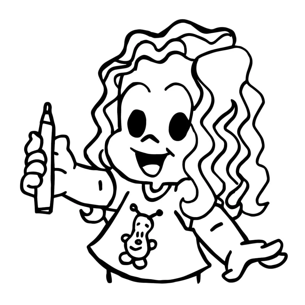 Desenho de Marina segurando um lápis para colorir e imprimir grátis