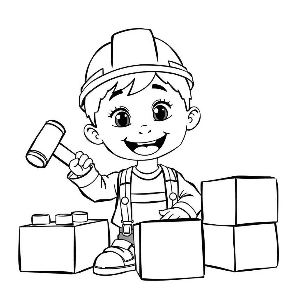 Dibujo de Niño Constructor para colorear e imprimir gratis