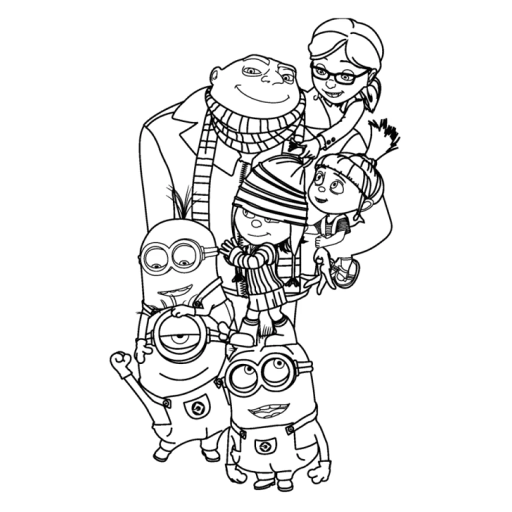 Minions And Their Friends coloring page to print for free