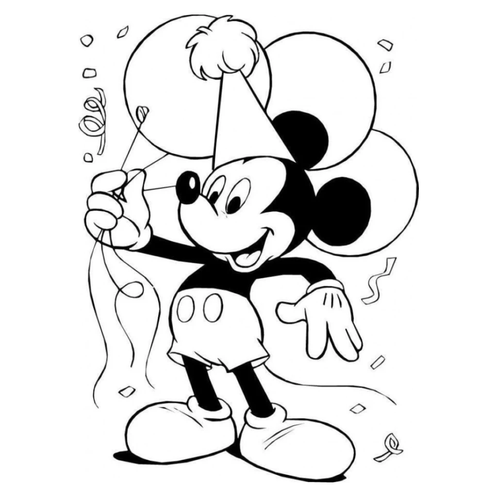 Mickey Mouse Party coloring page to print for free