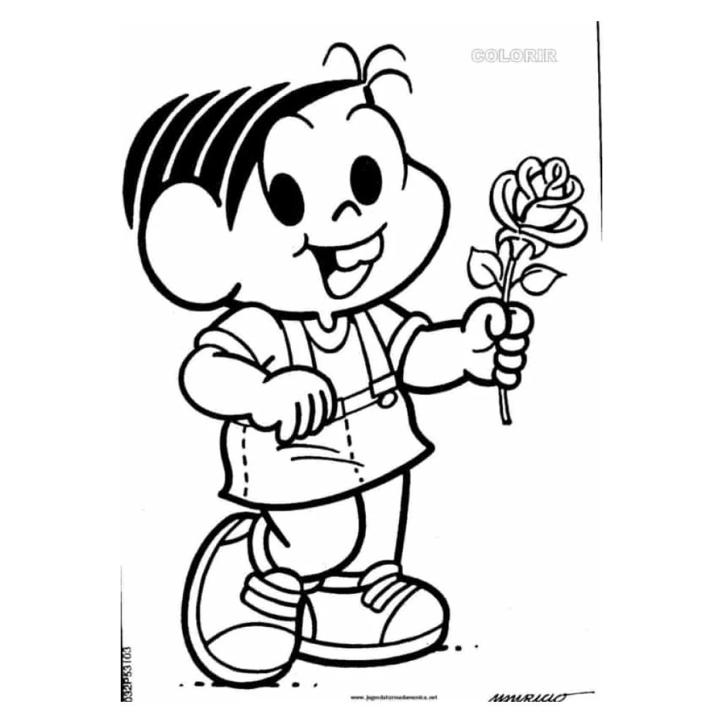 Dibujo de Mónica con una rosa en la mano para colorear e imprimir gratis