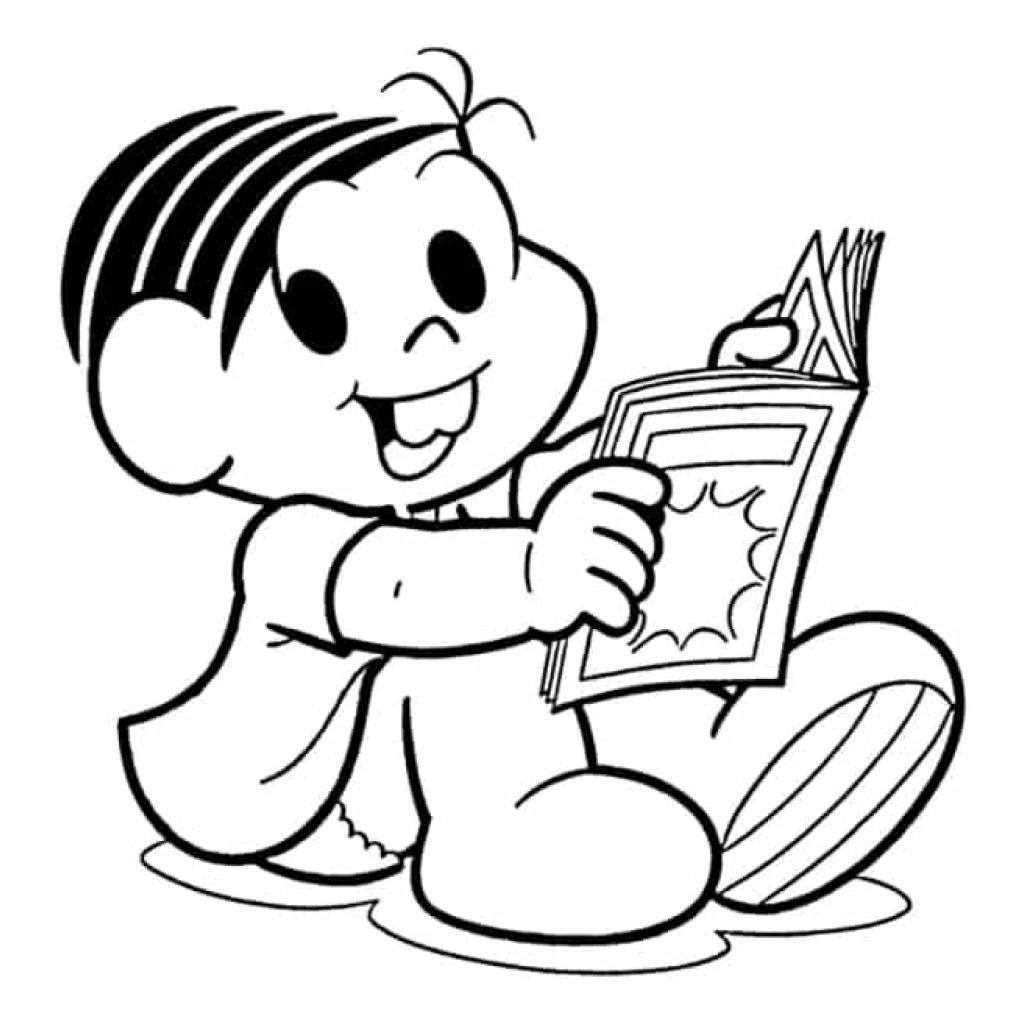 Desenho de Mônica lendo um Livro para colorir e imprimir grátis