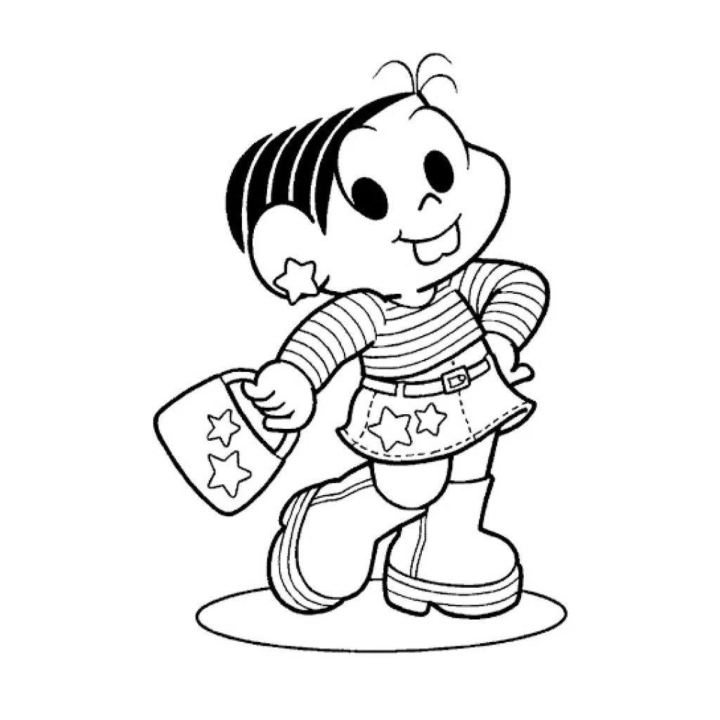 Desenho de Mônica vestida pra ir em uma festa para colorir e imprimir grátis