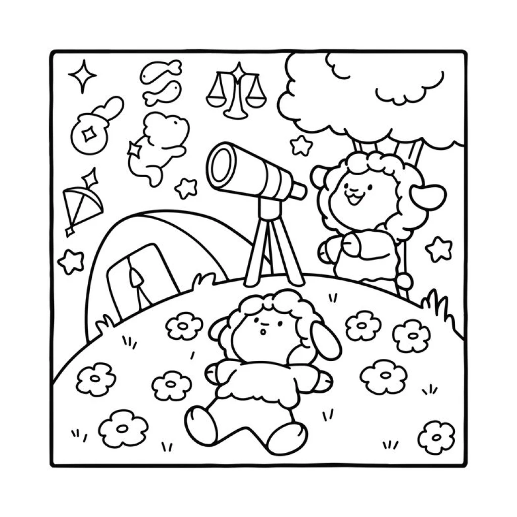 Sheep On A Fun Day coloring page to print for free