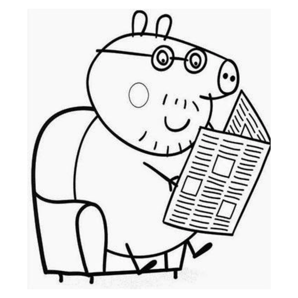 Desenho de Papai Pig Leitor para colorir e imprimir grátis