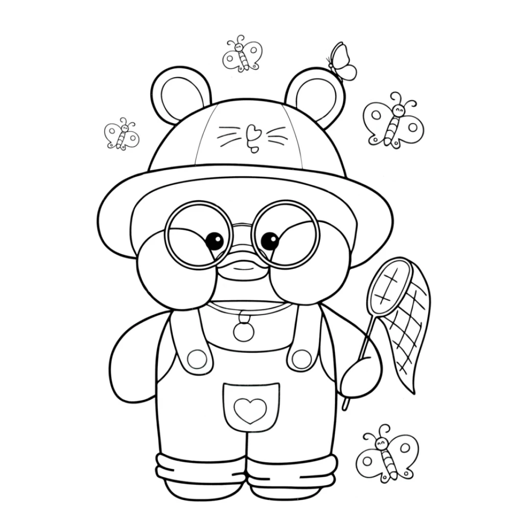 Desenho de Urso Fofo Com Borboletas para colorir e imprimir grátis