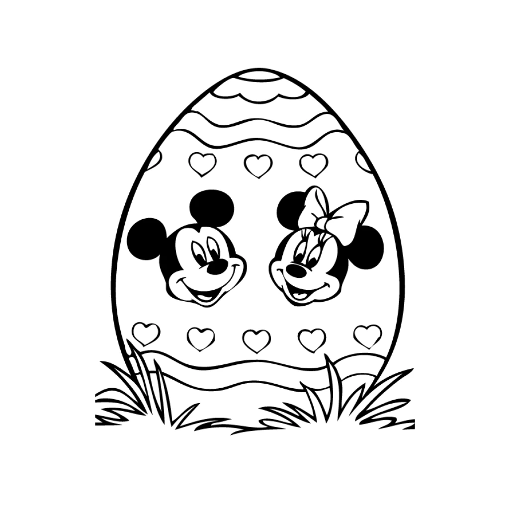Desenho de Páscoa Com Mickey E Minnie para colorir e imprimir grátis