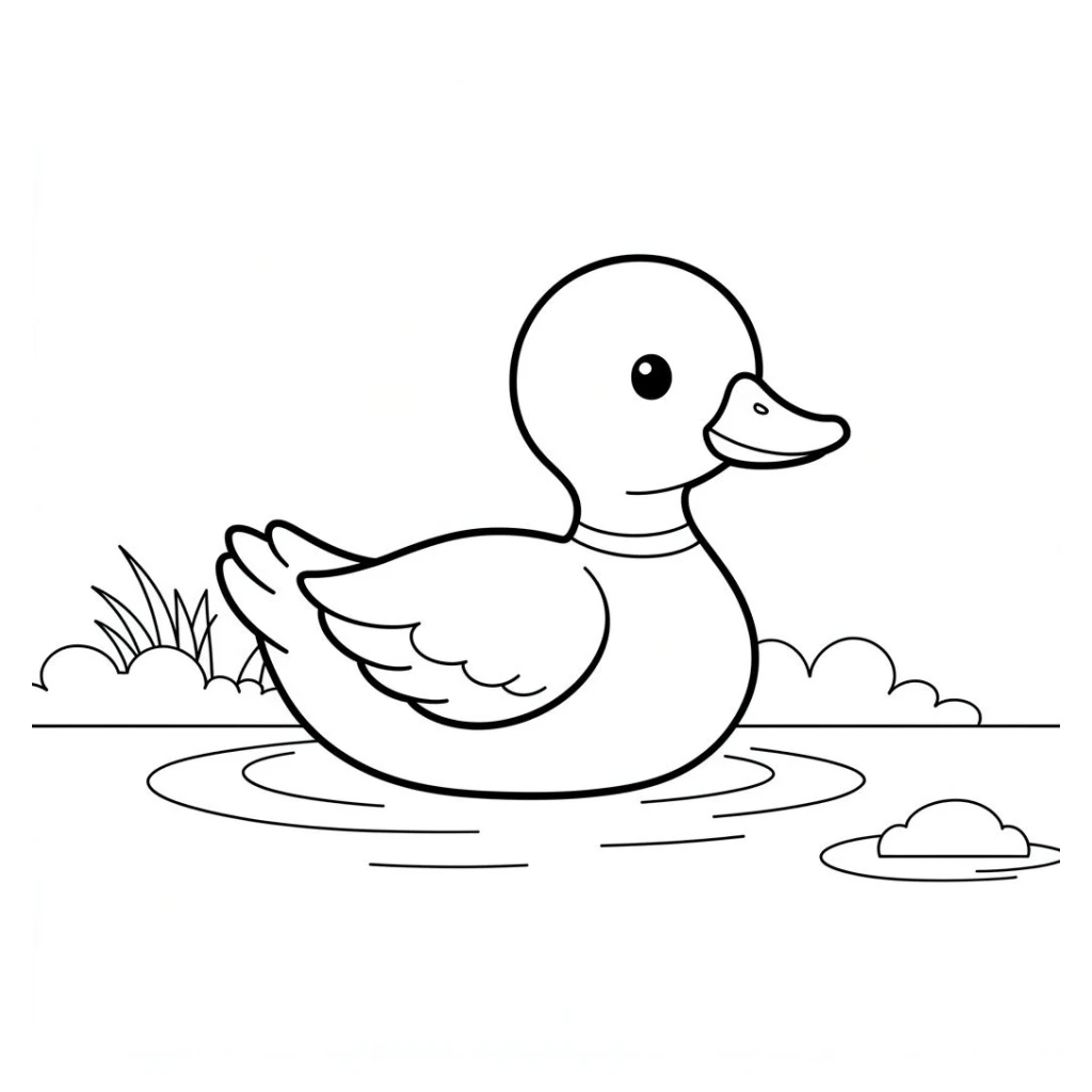 Simple Duck coloring page to print for free