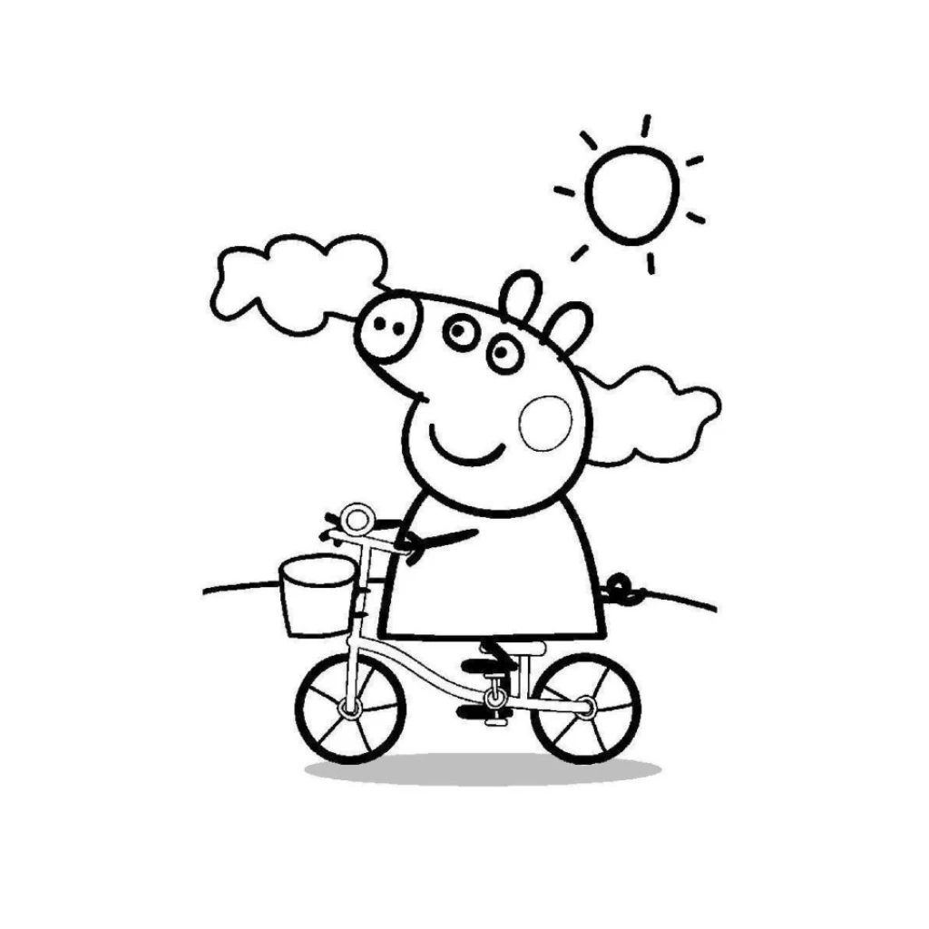 Desenho de Peppa Pig Andando De Bicicleta para colorir e imprimir grátis