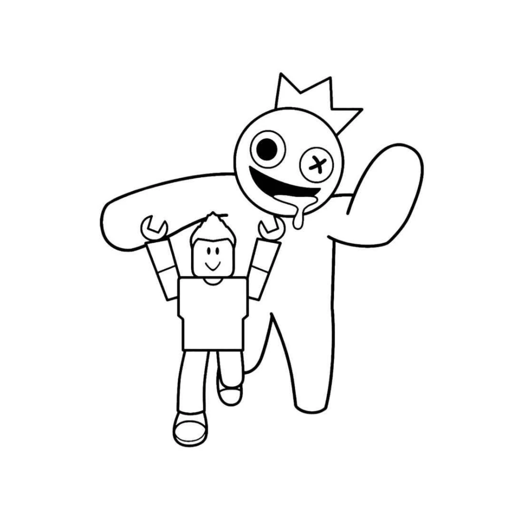 Dibujo de Personajes de Roblox y Bebé Azul para colorear e imprimir gratis