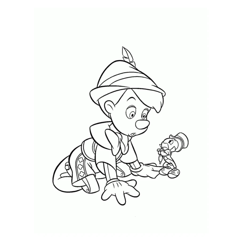 Dibujo de Pinocho Y El Grillo para colorear e imprimir gratis