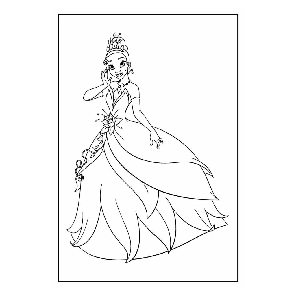 Desenho de Princesa Tiana para colorir e imprimir grátis