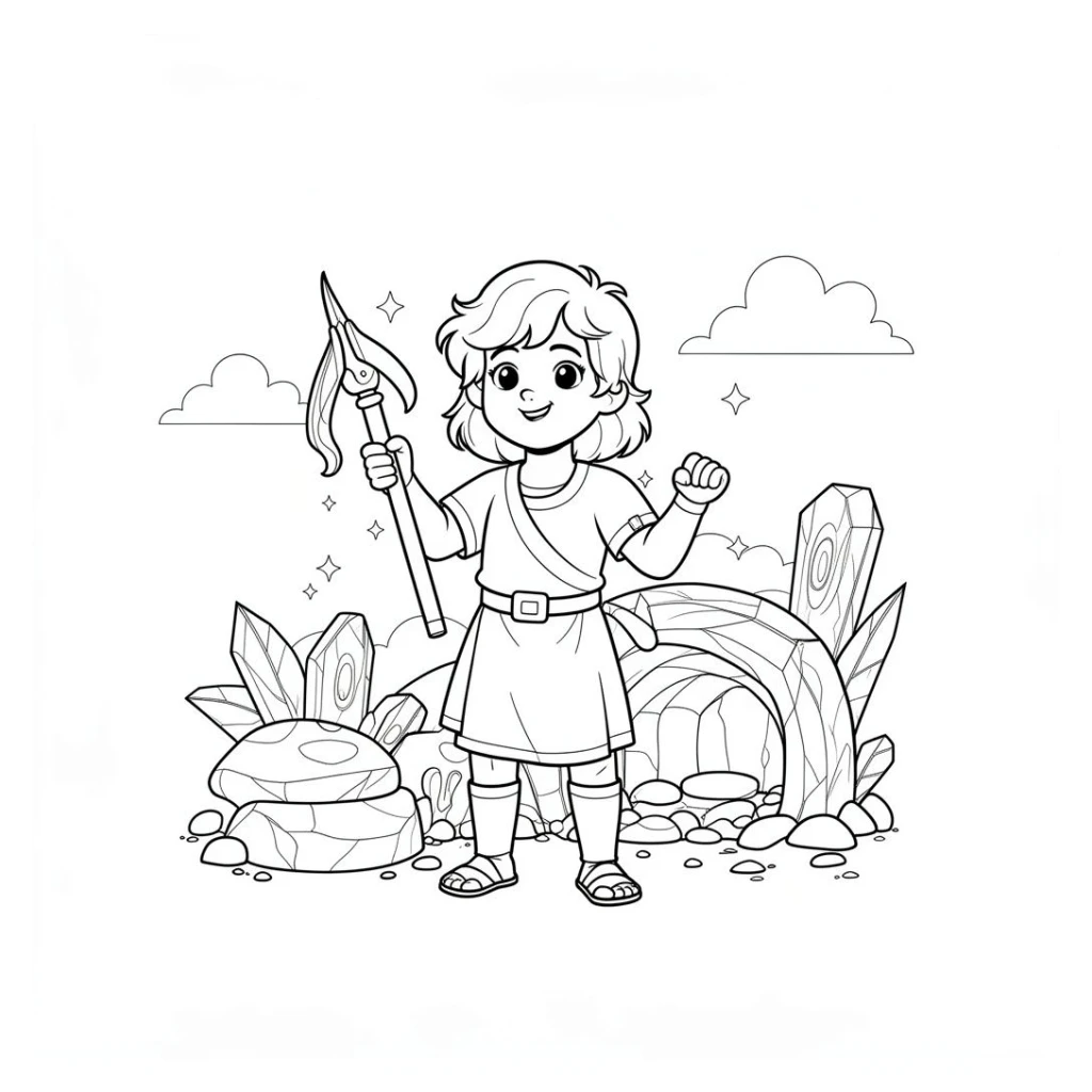 King David With His Sling coloring page to print for free