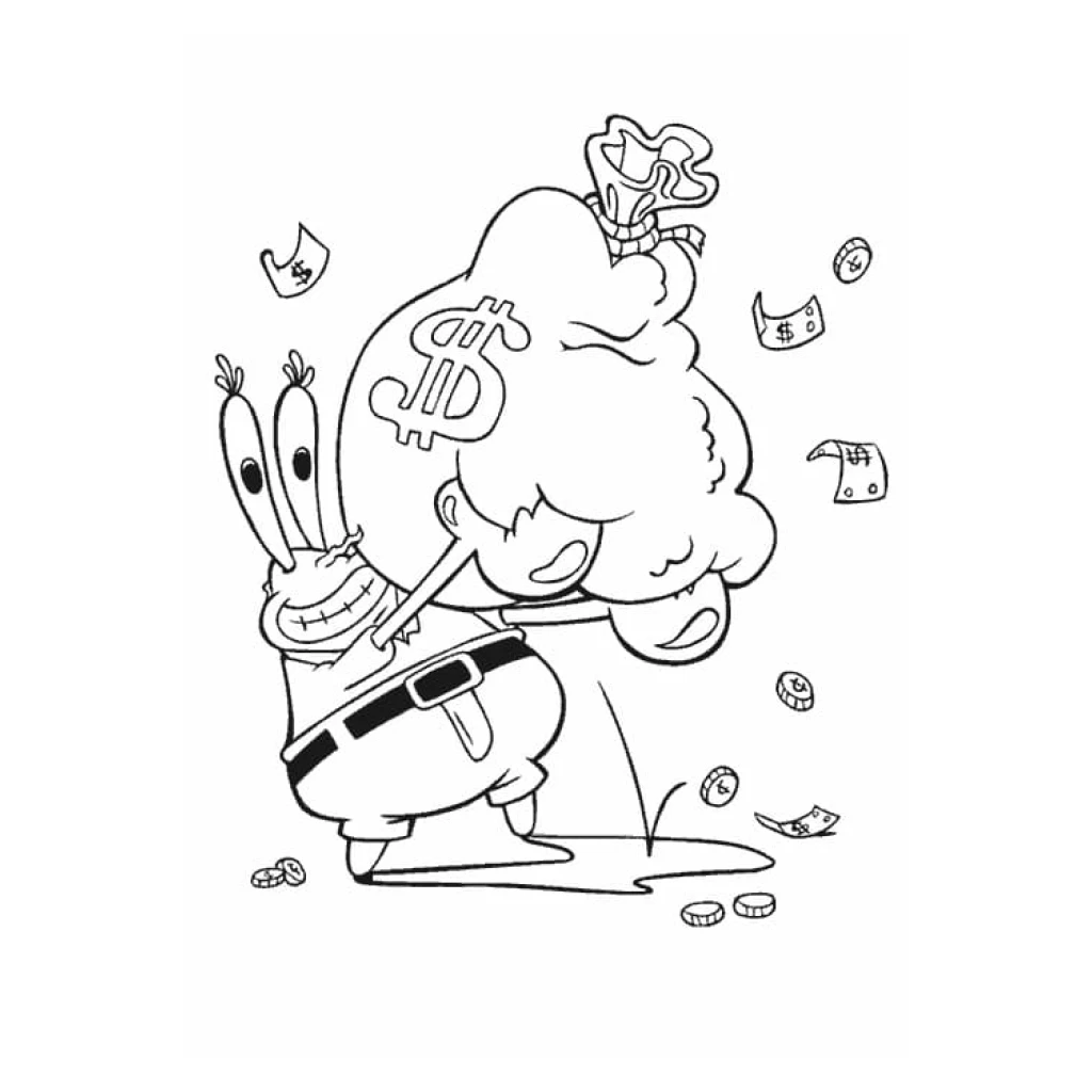 Mr. Krabs coloring page to print for free