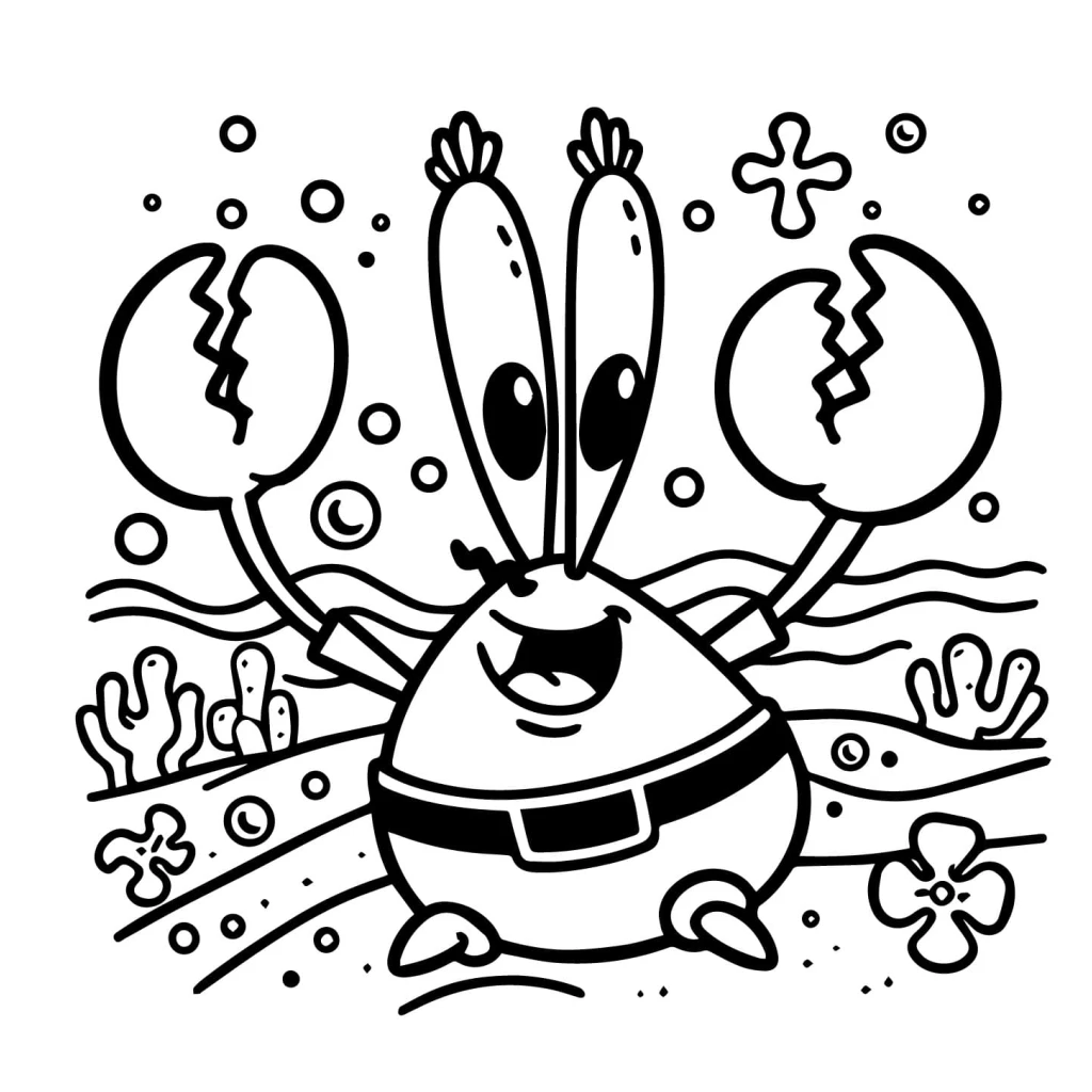 Happy Crab coloring page to print for free