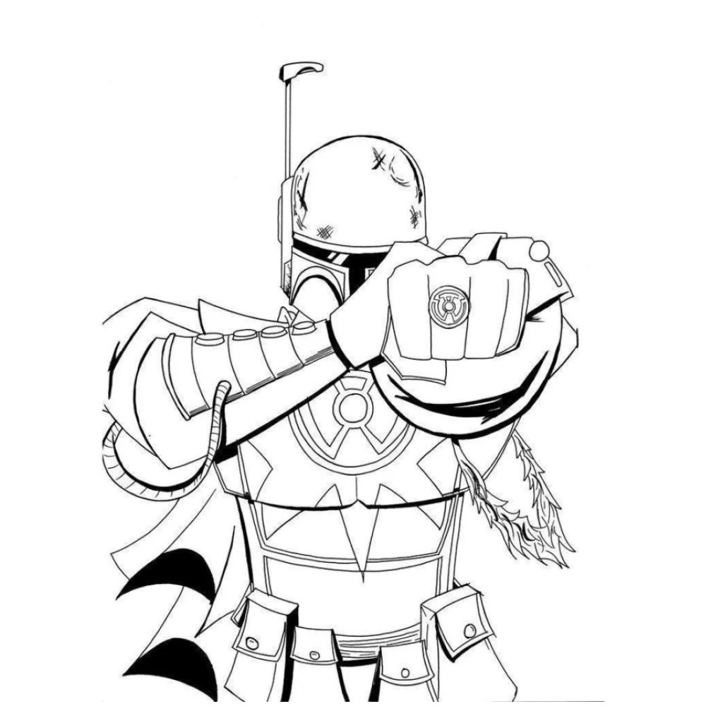 Boba Fett coloring page to print for free