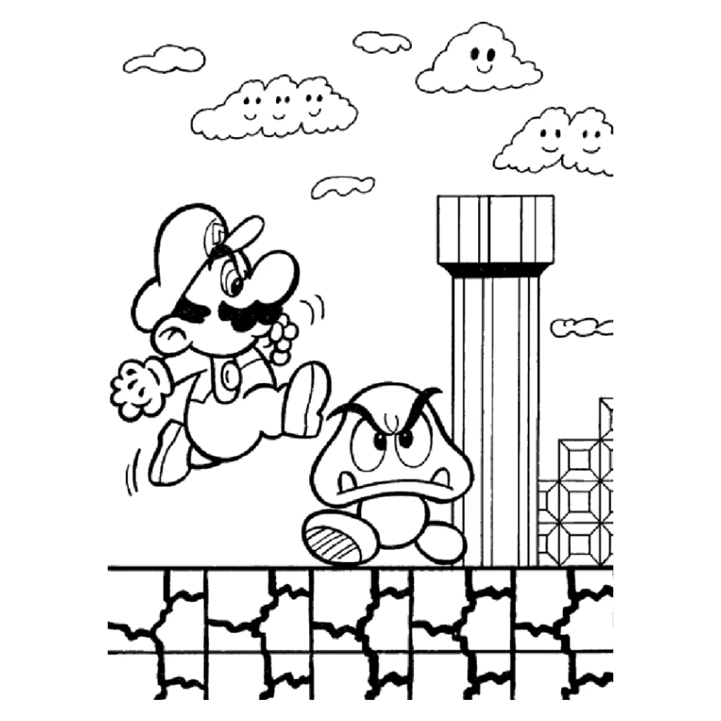 Super Mario coloring page to print for free