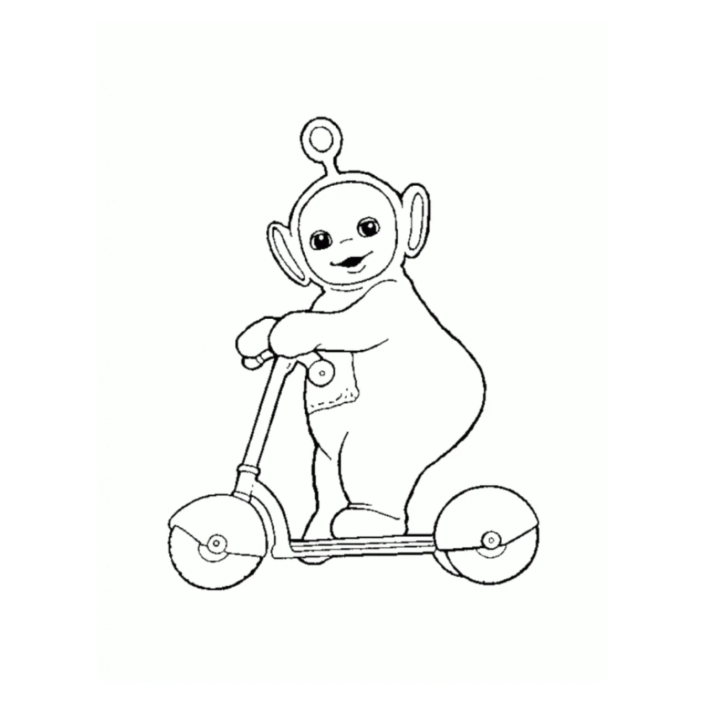 Teletubbies Riding Scooters coloring page to print for free
