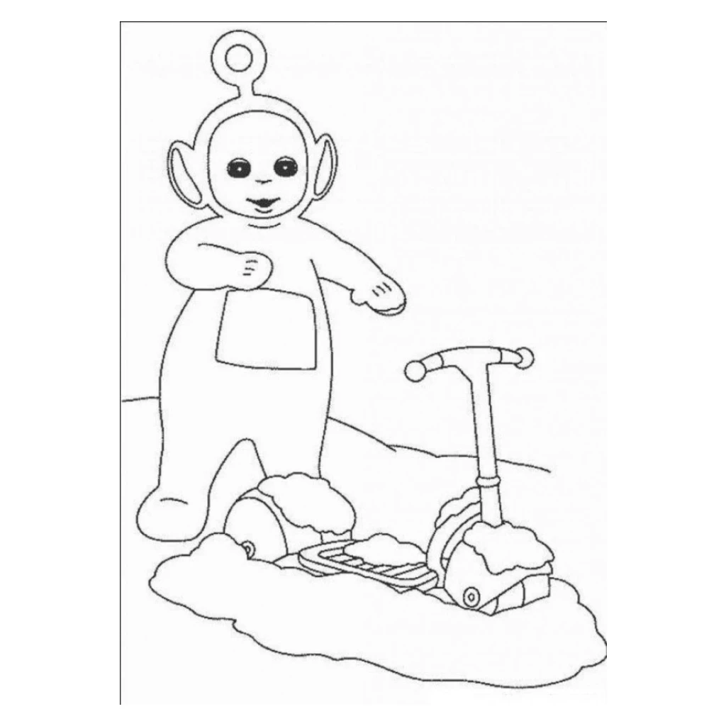 Teletubbie Playing In The Snow coloring page to print for free