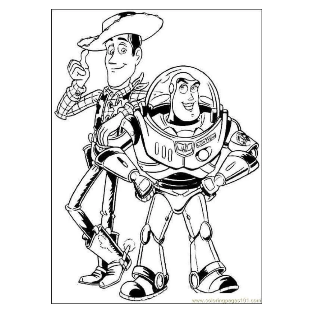 Desenho de Woody E Buzz Lightyear De Toy Story para colorir e imprimir grátis