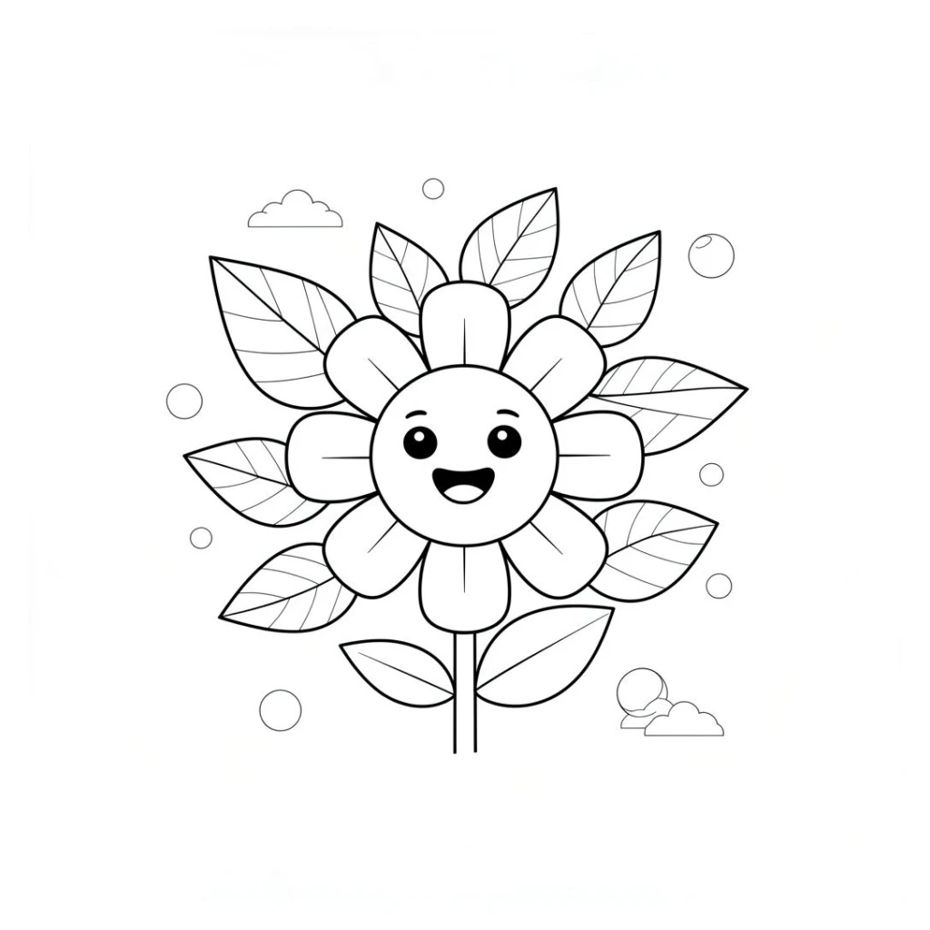 Desenho de Flor Sorridente Com Olhos Grandes para colorir e imprimir grátis
