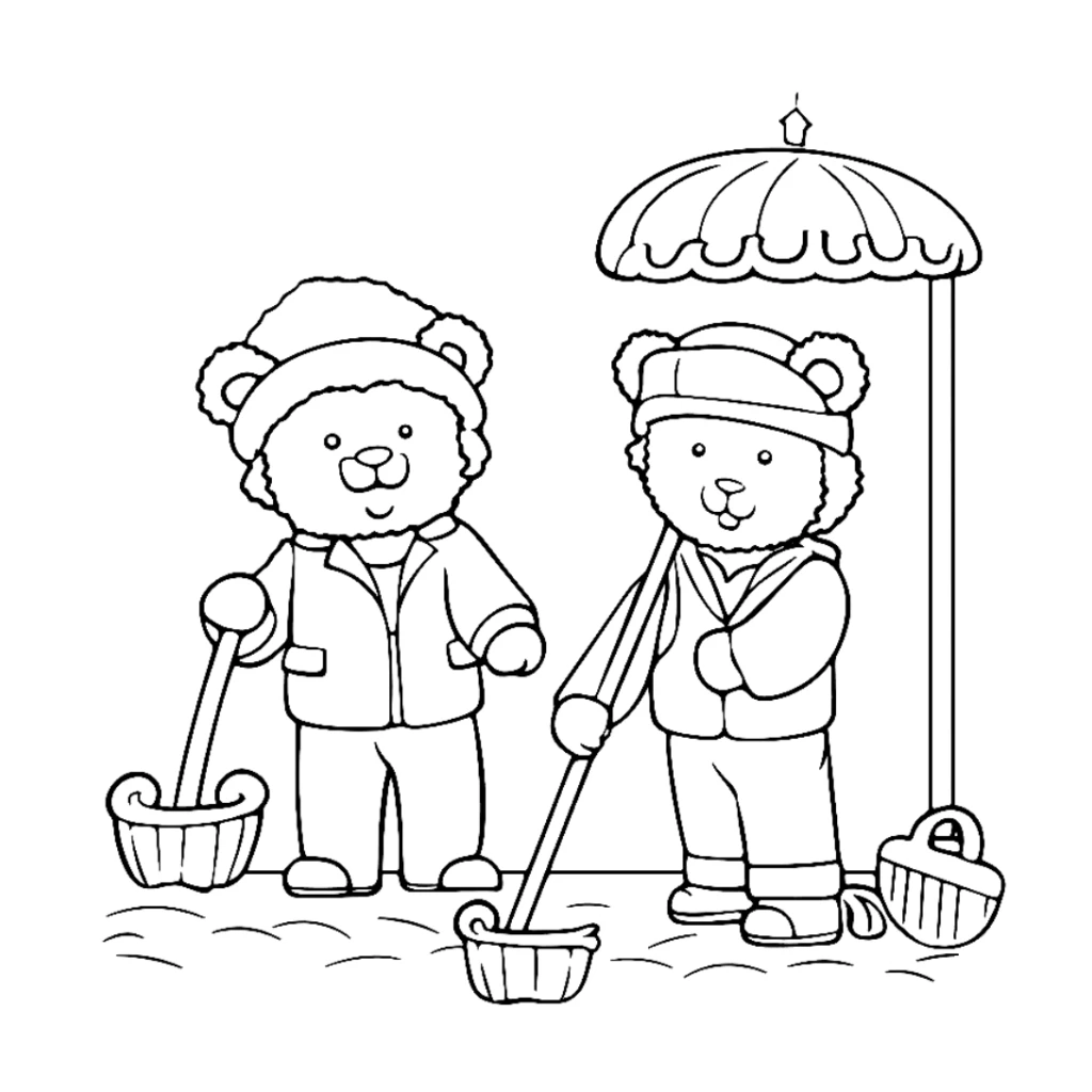 Bears Playing coloring page to print for free