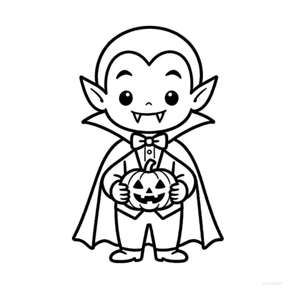 Desenho de Vampiro Com Abóbora para colorir e imprimir grátis