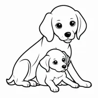 Cachorro e filhotinho