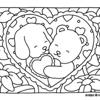 Cachorro E Urso Em Coração