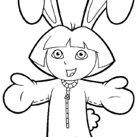 Dora fantasiada de Coelho