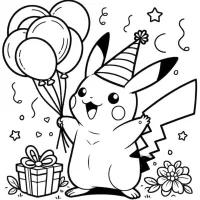 Pikachu Celebrando Com Balões