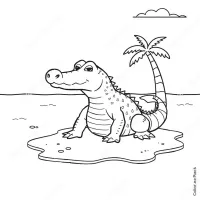 Crocodilo Em Uma Ilha