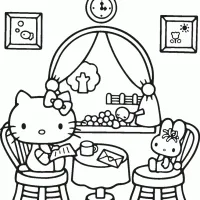 Hello Kitty Em Um Café